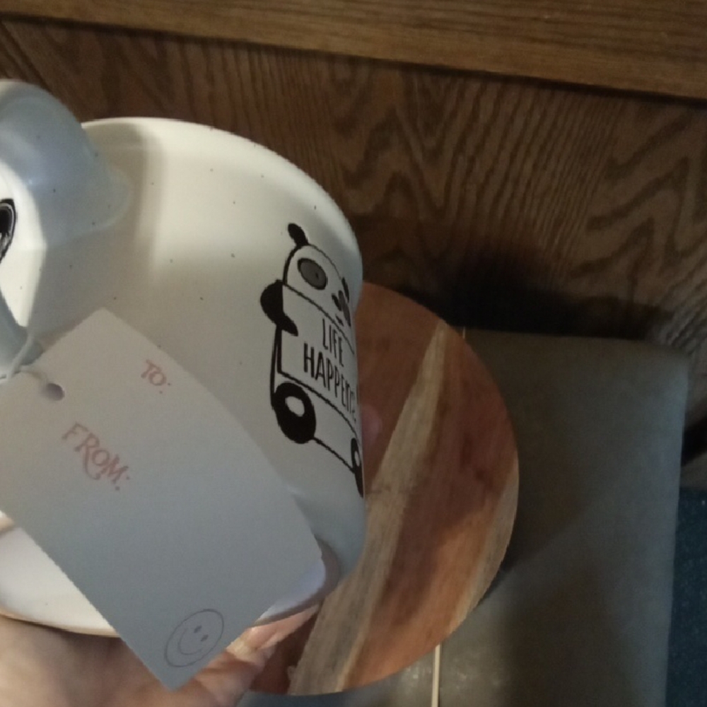 🐼Cute Pair Panda 'Life Happens' Ceramic Coffee Mug - White with Pink Interior🐼 - Picture 8 of 10
